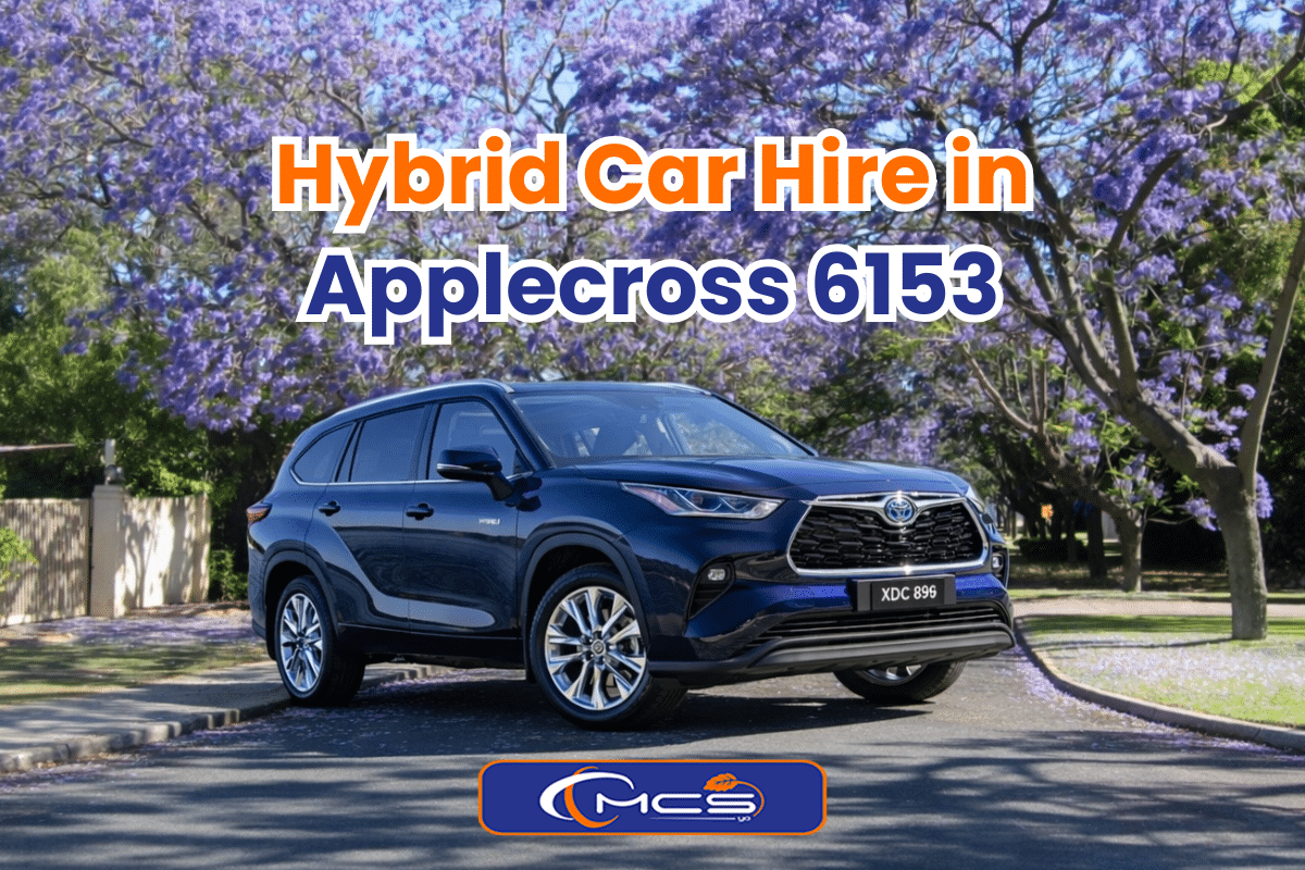 Toyota Highlander Hybrid amidst jacaranda blossoms, representing Hybrid Car Hire in Applecross 6153